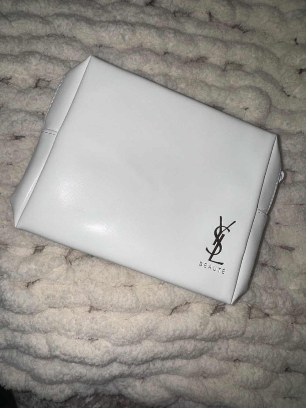 Yves Saint Laurent White YSL Beauté Cosmetic Pouch